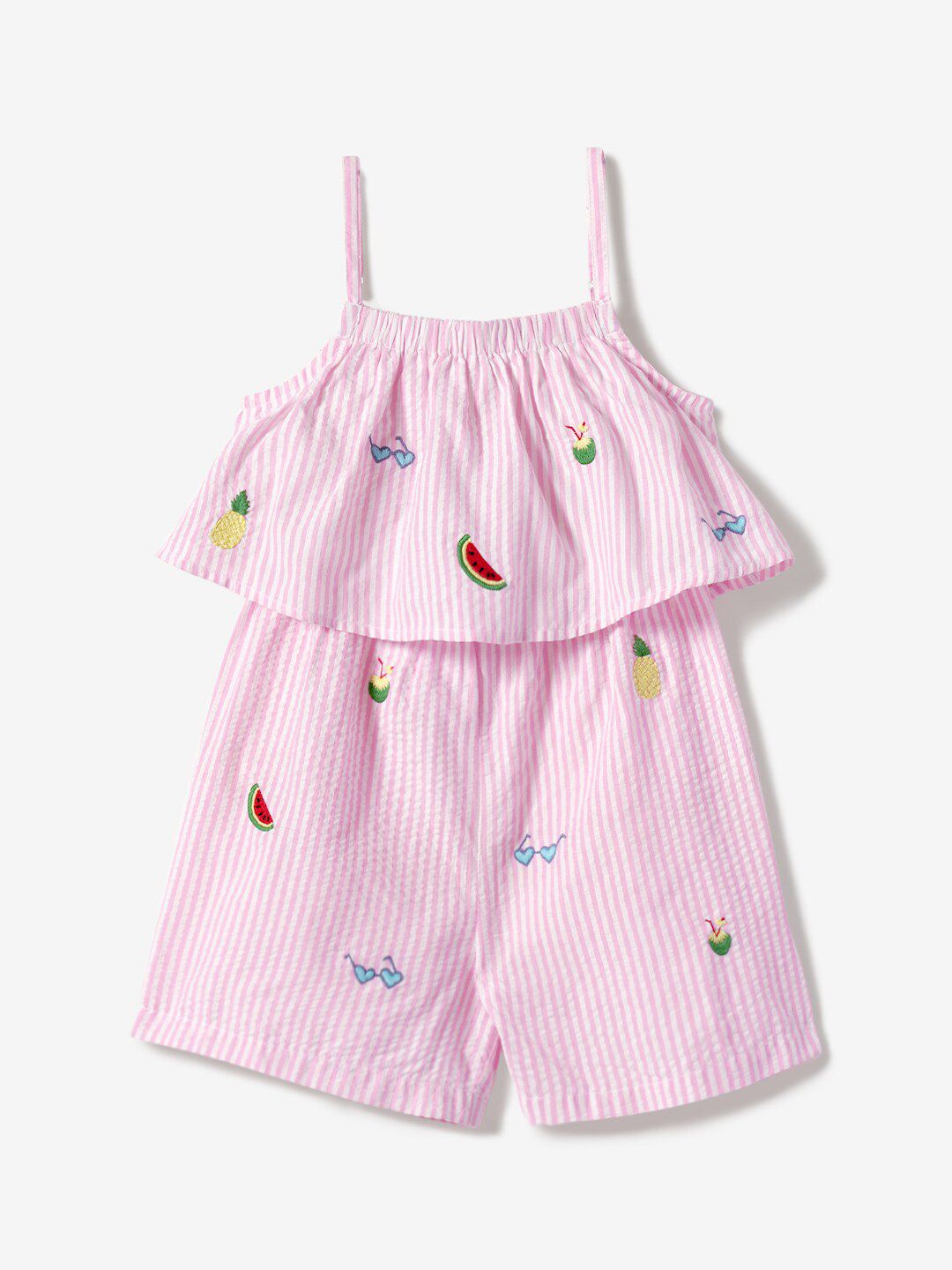 Nauti Nati Girls Striped Pure Cotton Playsuit