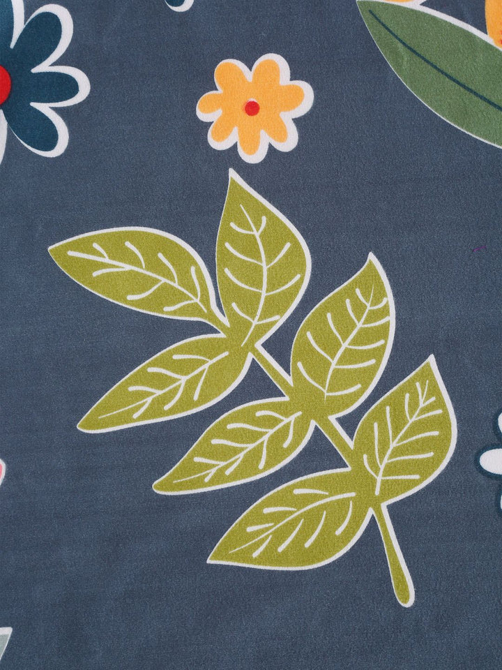 Myntra Elegant Homes Grey Floral Cotton 300 TC Fitted King Bedsheet with 2 Pillow Covers-98 x 87 inches