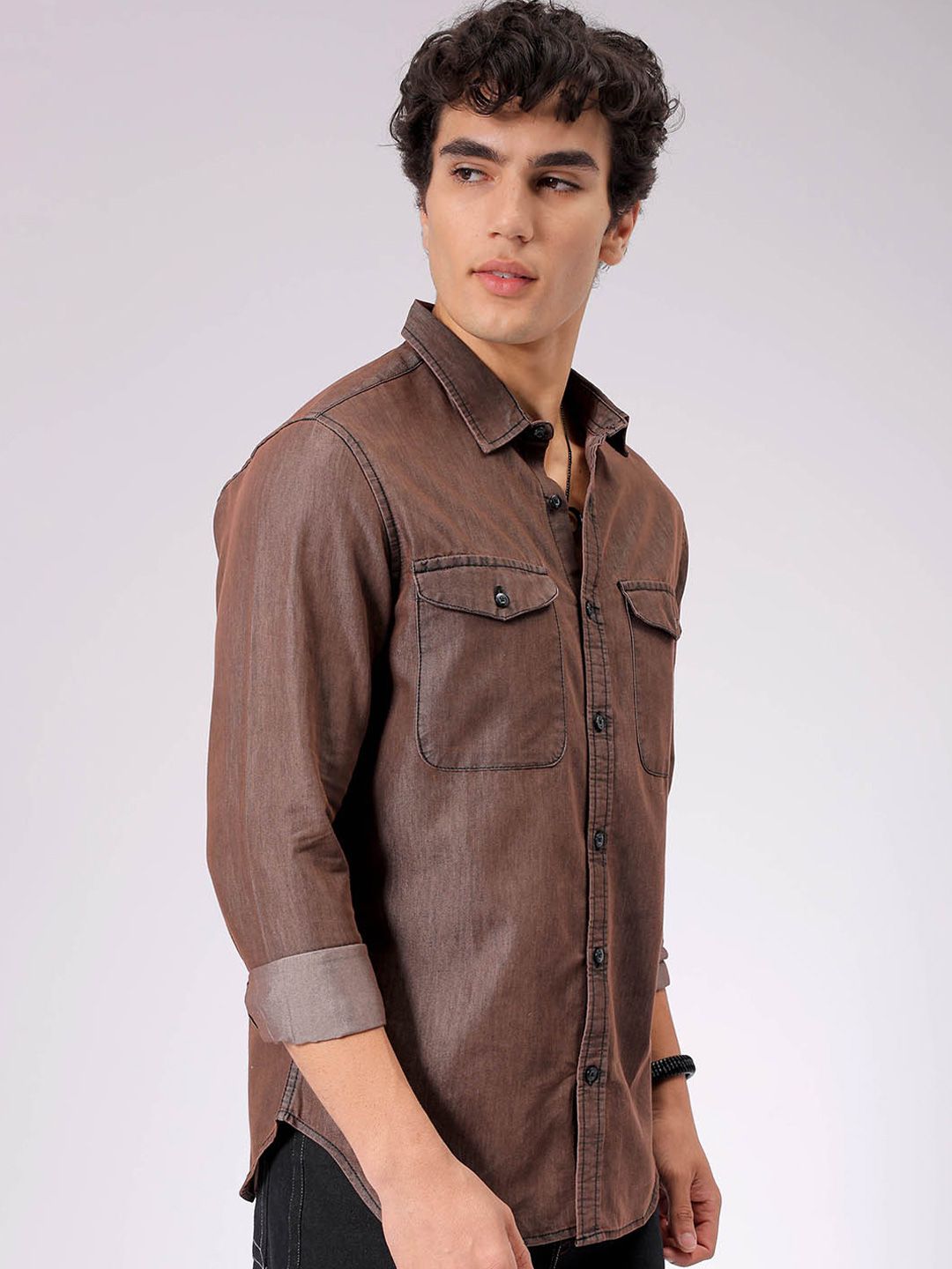 The Indian Garage Co Spread Collar Long Sleeves Casual Shirt
