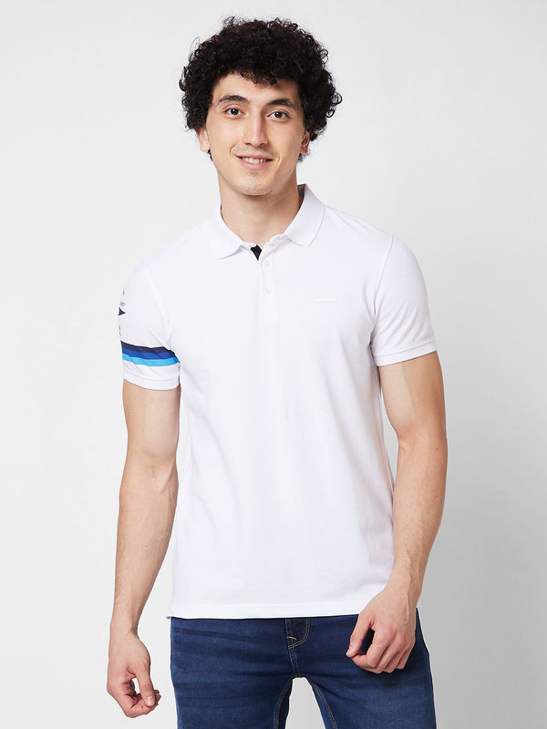 SPYKAR Polo Collar Short Sleeves Cotton Slim Fit T-shirt