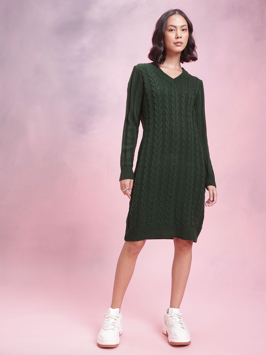 DressBerry Cable Knit Design Acrylic Winter Dress