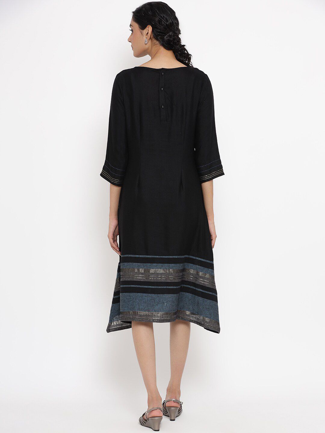 W Women Black Solid Kurta