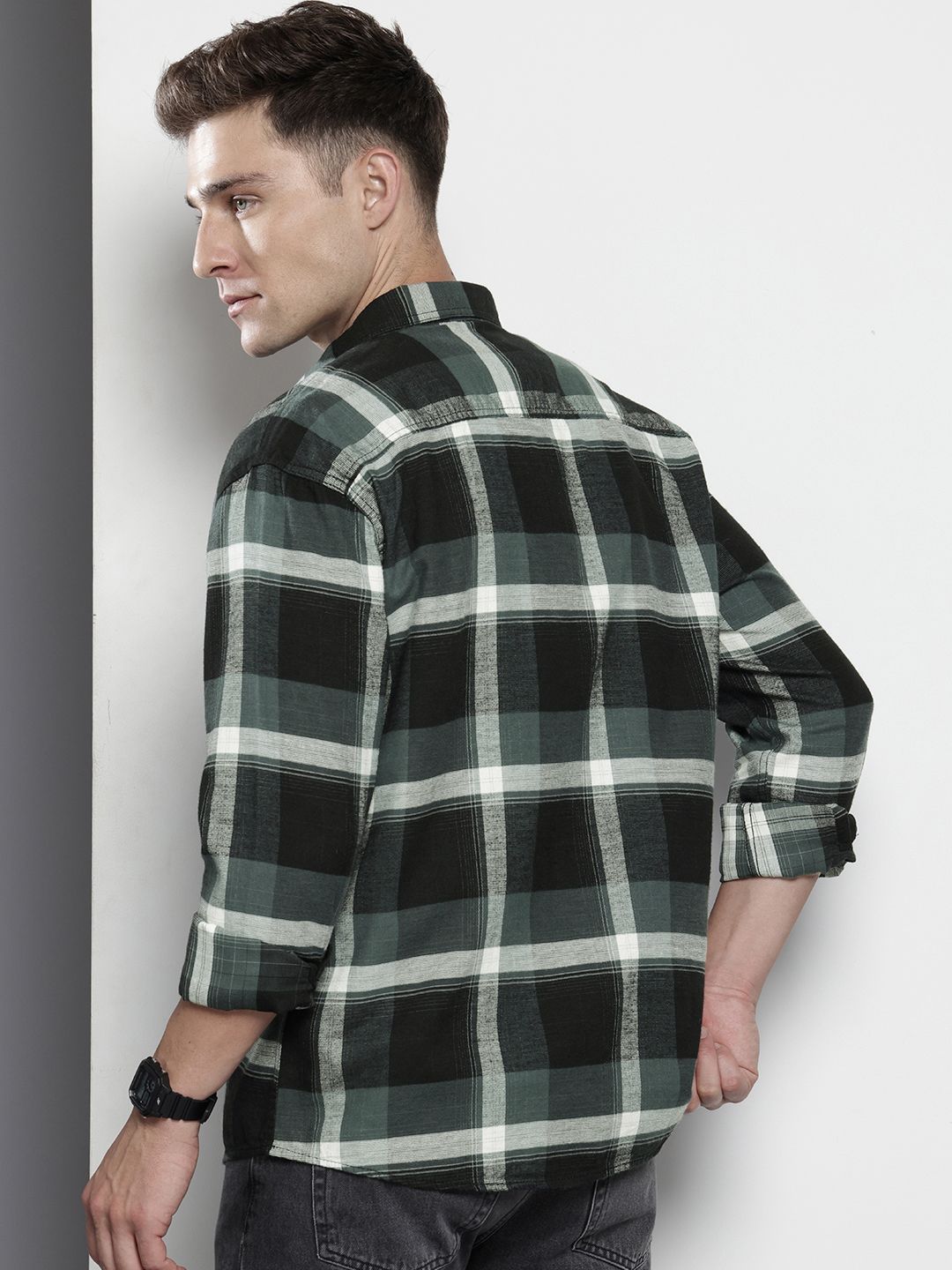 The Indian Garage Co Men Regular Fit Checkered Double Flap Casual Shirt