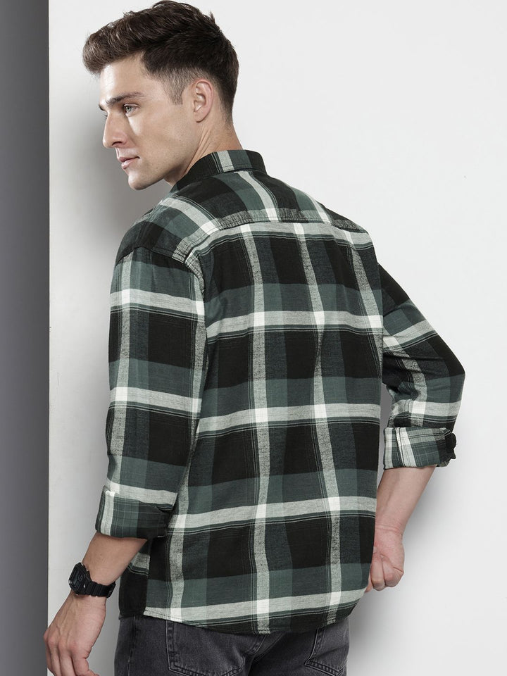 The Indian Garage Co Men Regular Fit Checkered Double Flap Casual Shirt