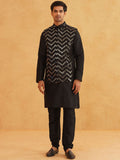 SOJANYA Band Collar Long Sleeves Regular Kurta With Churidar With Nehru Jacket