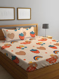 KLOTTHE Pink Cartoon Printed 300 TC King Fine Bedsheet with 2 Pillow Covers- 250X225 cm