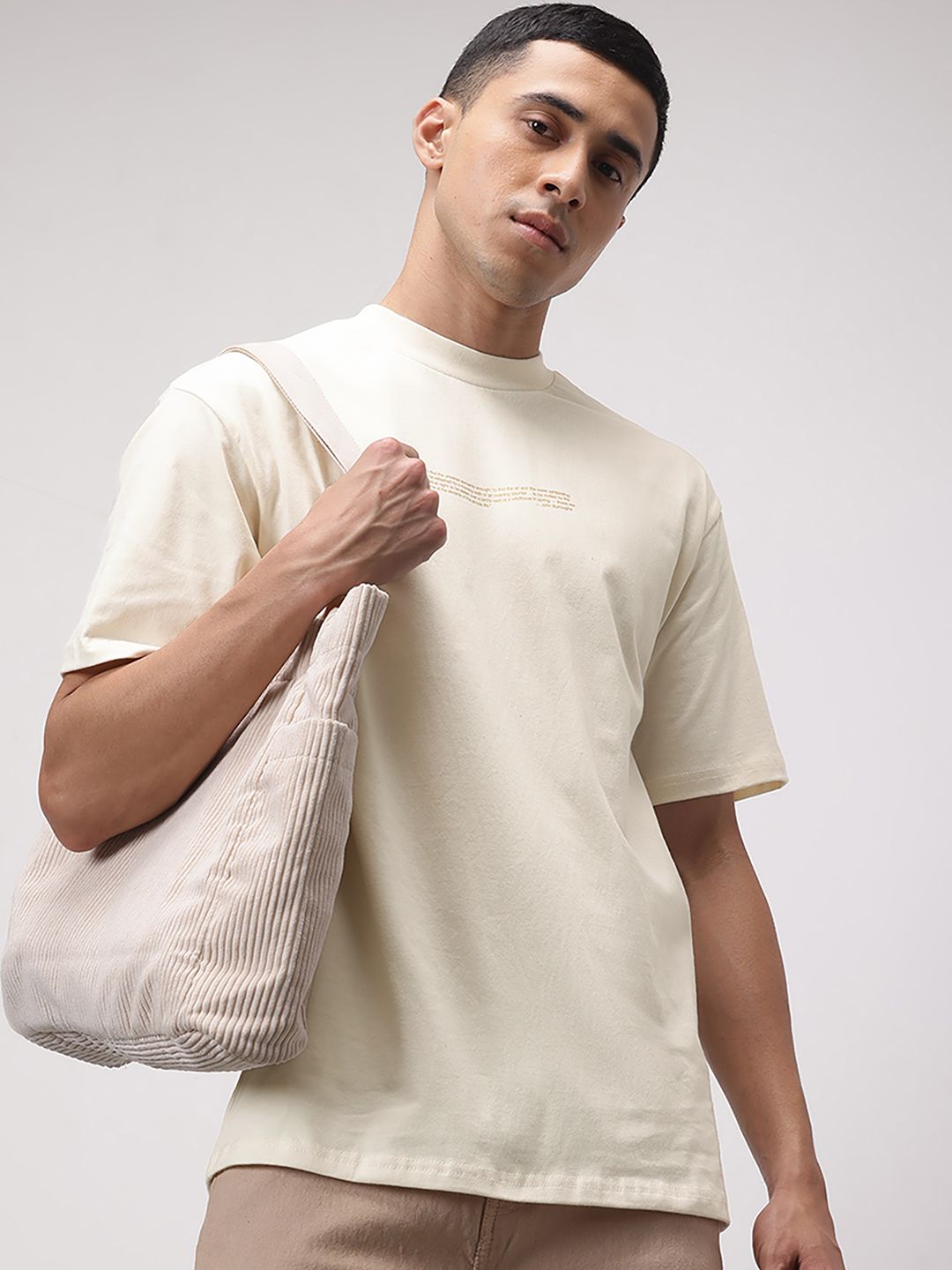 ether Kora Relaxed Fit Typography Printed Cotton T-shirt