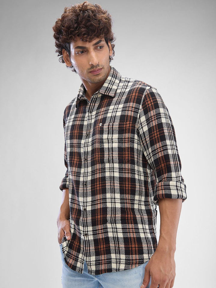 SPYKAR Men Slim Fit Tartan Checks Opaque Checked Casual Shirt
