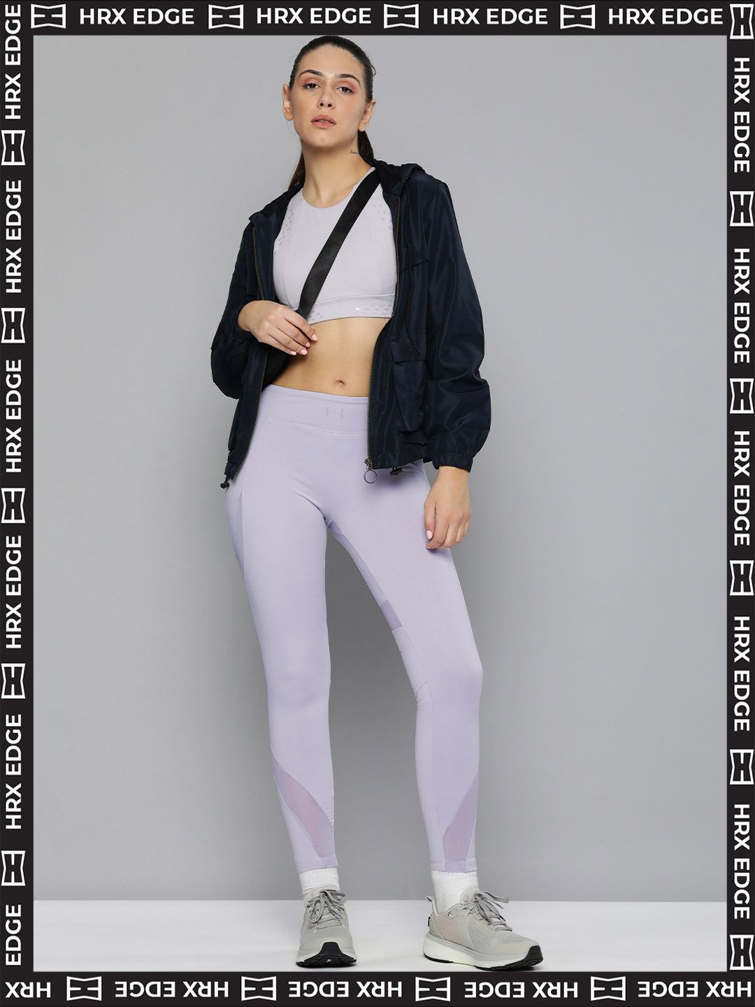 HRX By Hrithik Roshan EDGE Women Misty Lilac Rapid-Dry Cut & Sew Tights