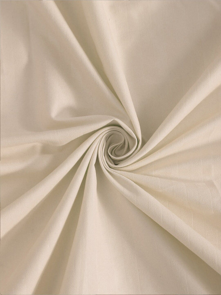 KLOTTHE Cream Striped Cotton 300 TC King Fine Bedsheet with 2 Pillow Covers-98 x 87 inches