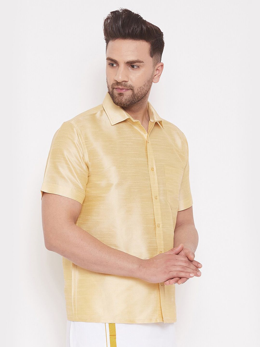 VASTRAMAY Premium Spread Collar Casual Shirt