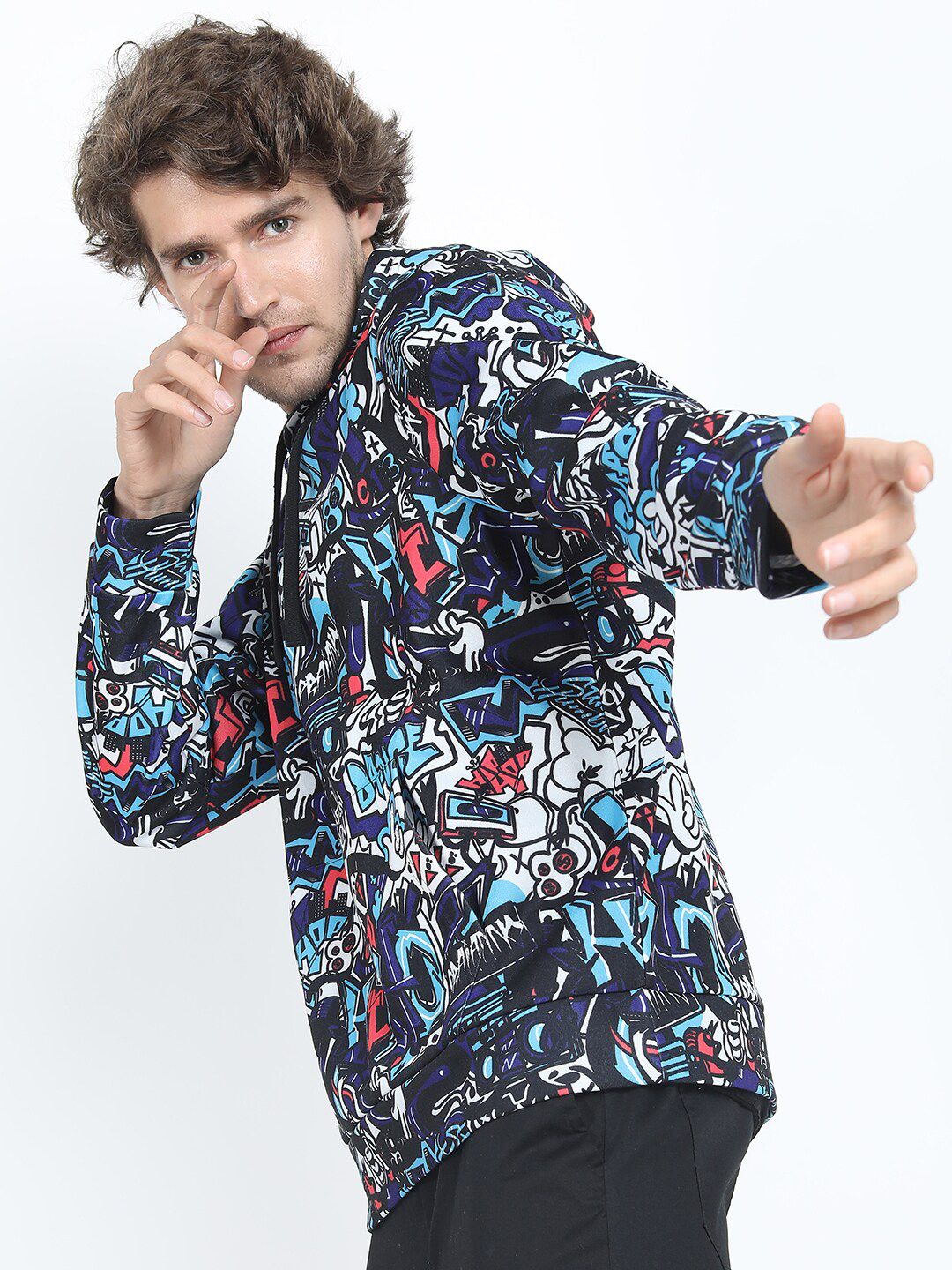 HIGHLANDER Men Multicoloured Printed Hooded Sweatshirt