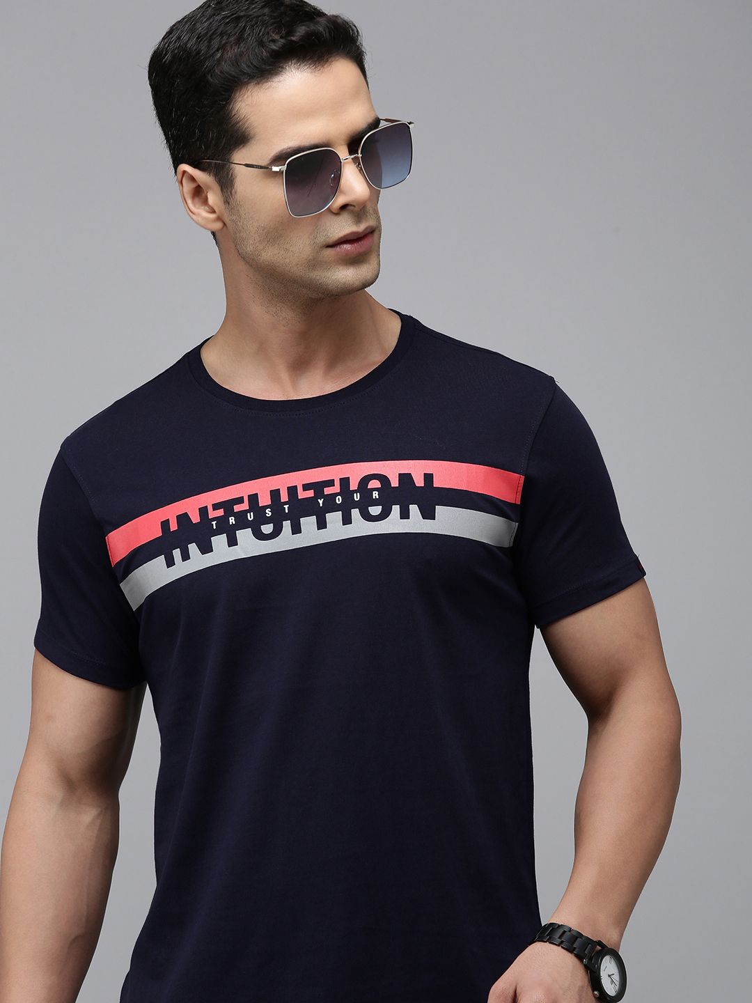 Spykar Men Typography Kapas Tulen T-Shirt Slim Fit