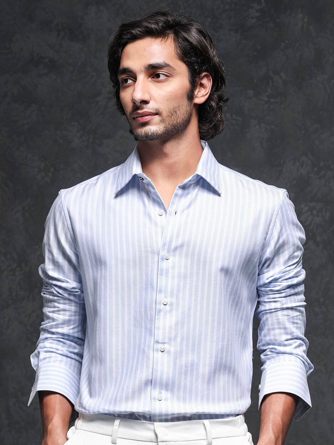 RARE RABBIT Men Astum Slim Fit Vertical Striped Cotton Shirt