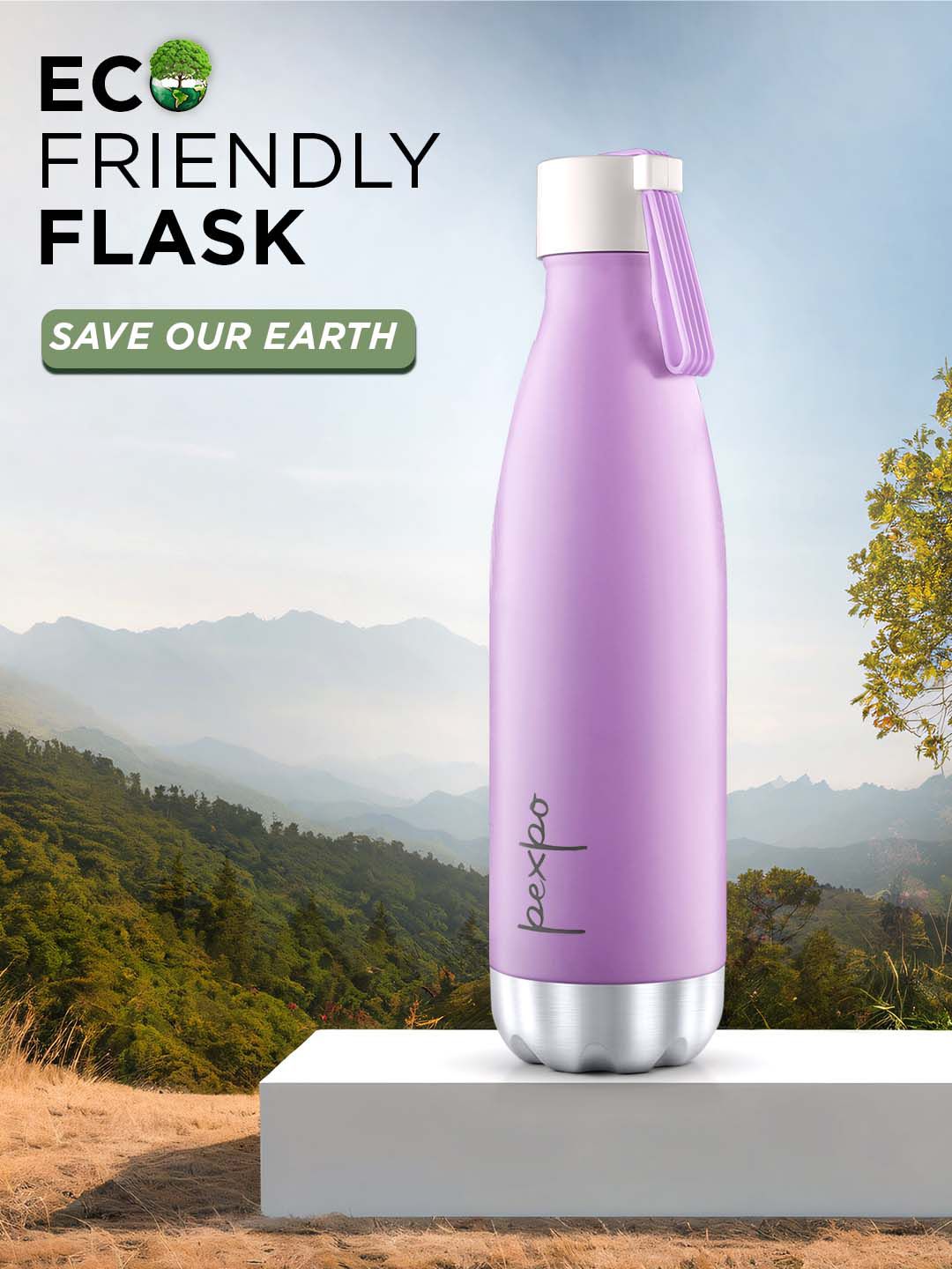 Pexpo Espresso Orchid Purple ISI Certified Thermosteel Hot & Cold Flask -500 ml