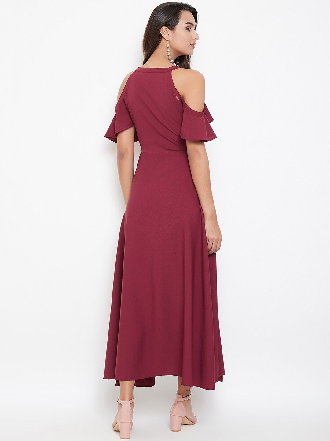 Berrylush Women Maroon Solid Maxi Dress
