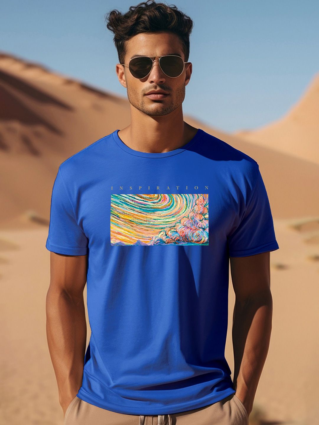 ADRO Typography Printed Round Neck Pure Cotton T-shirt