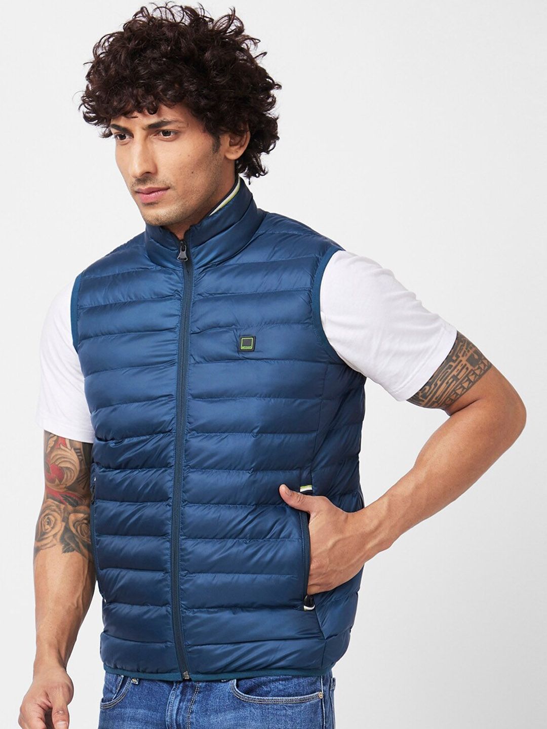 SPYKAR Mock Collar Slim Fit Cotton Puffer Jacket