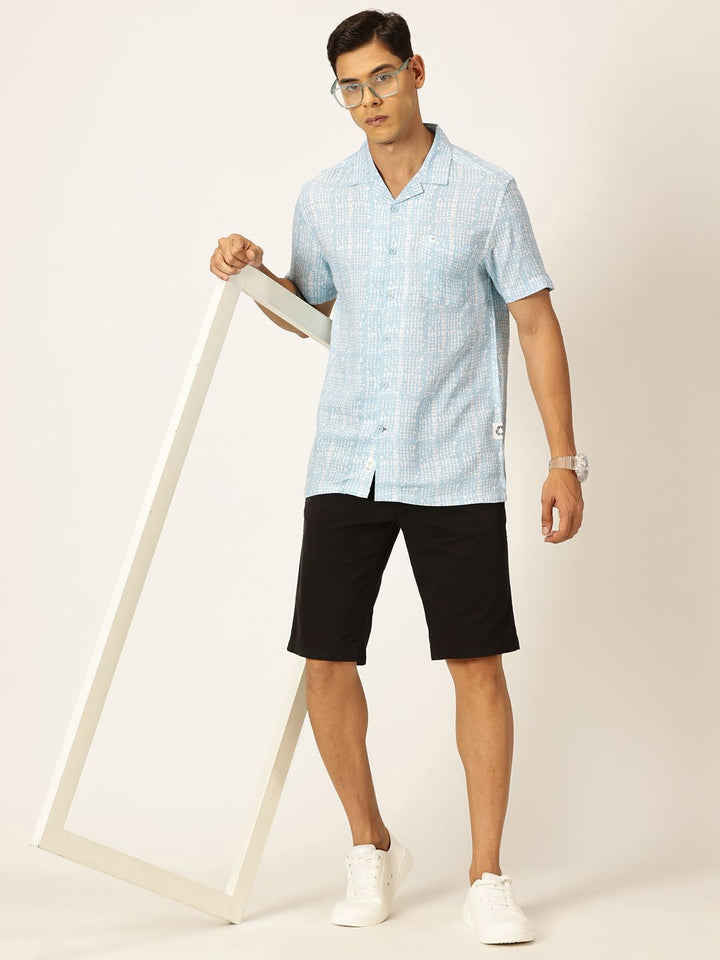 Thomas Scott Men Premium Printed Cuban Collar Casual Shirt
