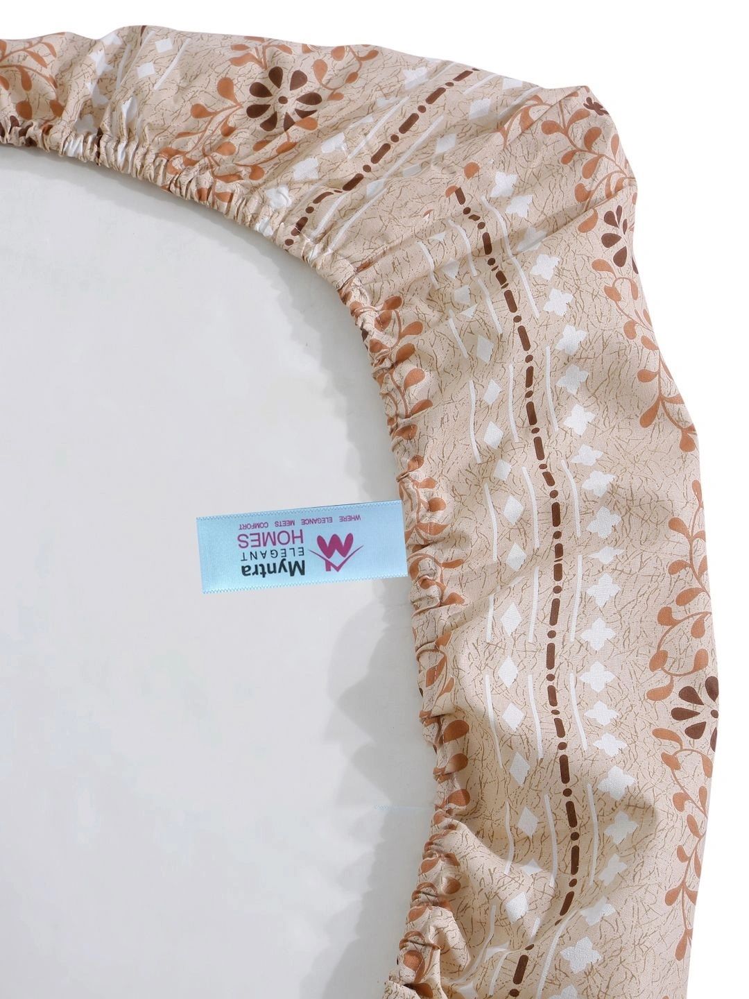 Myntra Elegant Homes Beige Floral 400 TC Single Bedsheet with 1 Pillow Covers