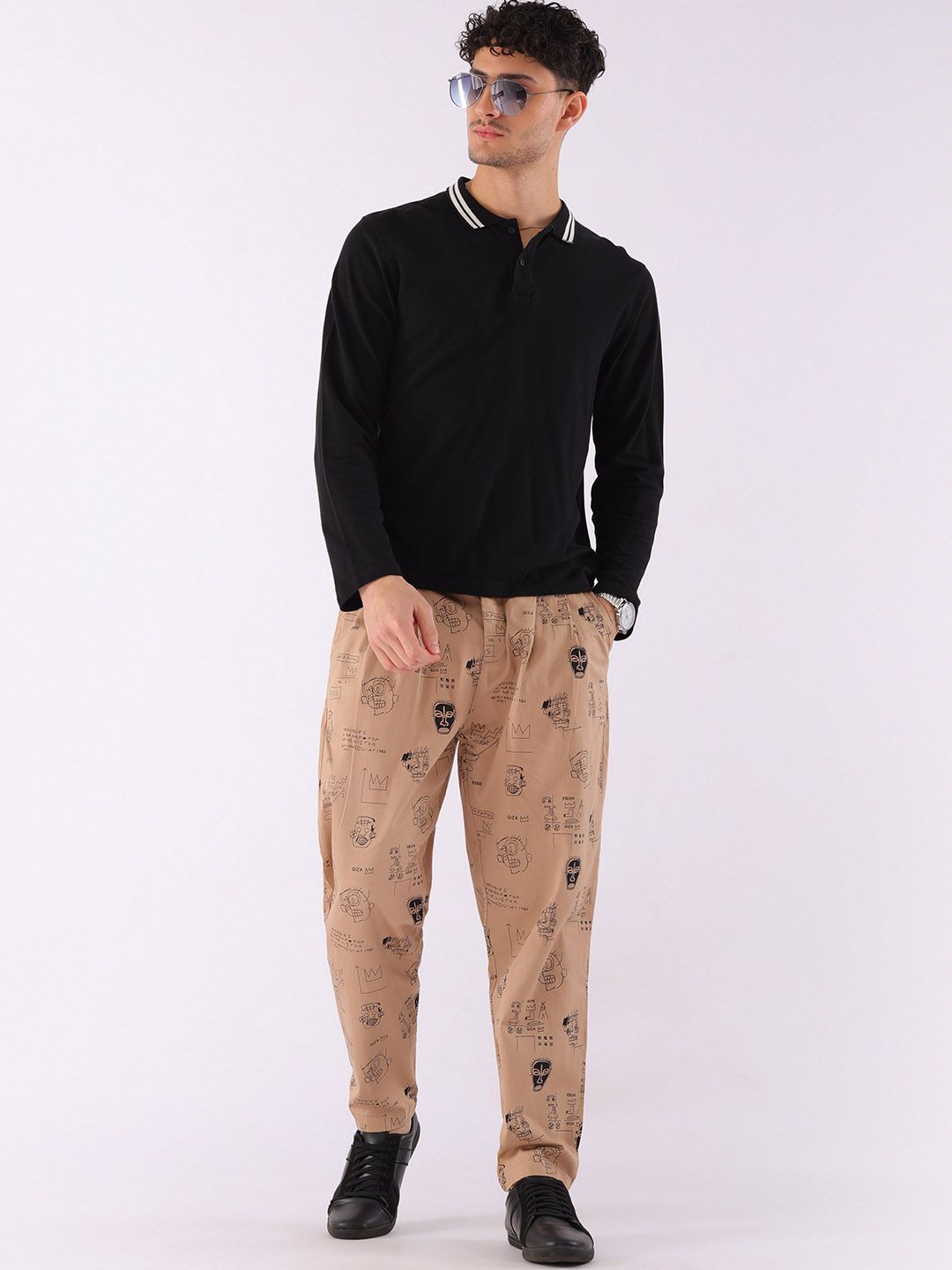 The Indian Garage Co Men Printed Loose Fit Cotton Joggers