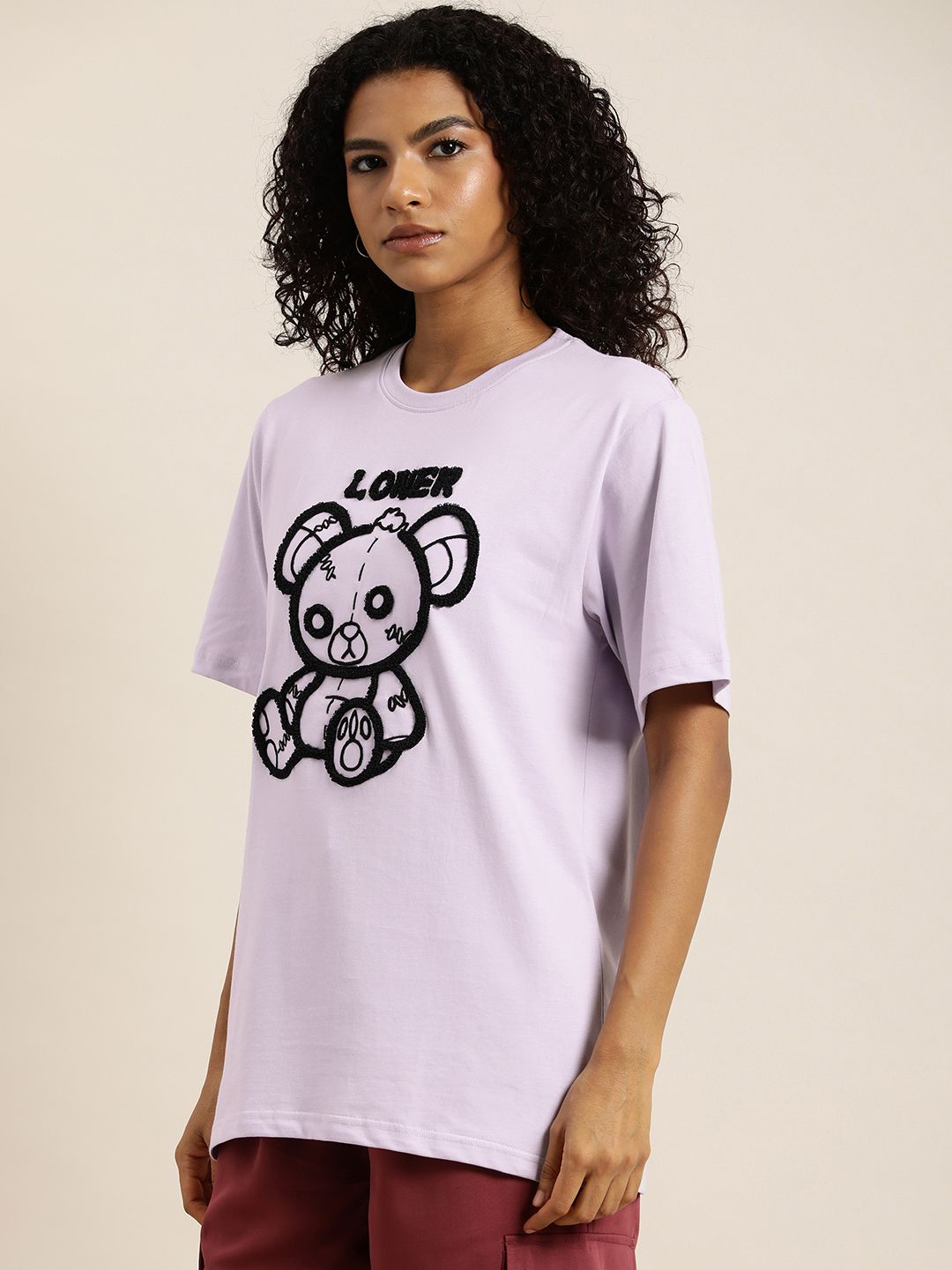 DILLINGER Embroidered Oversize Pure Cotton Longline T-shirt