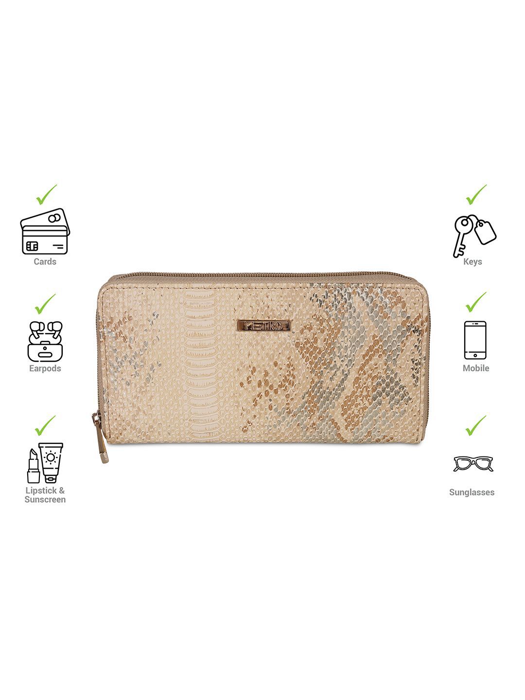 Metro Women Geometric Zip Around Wallet