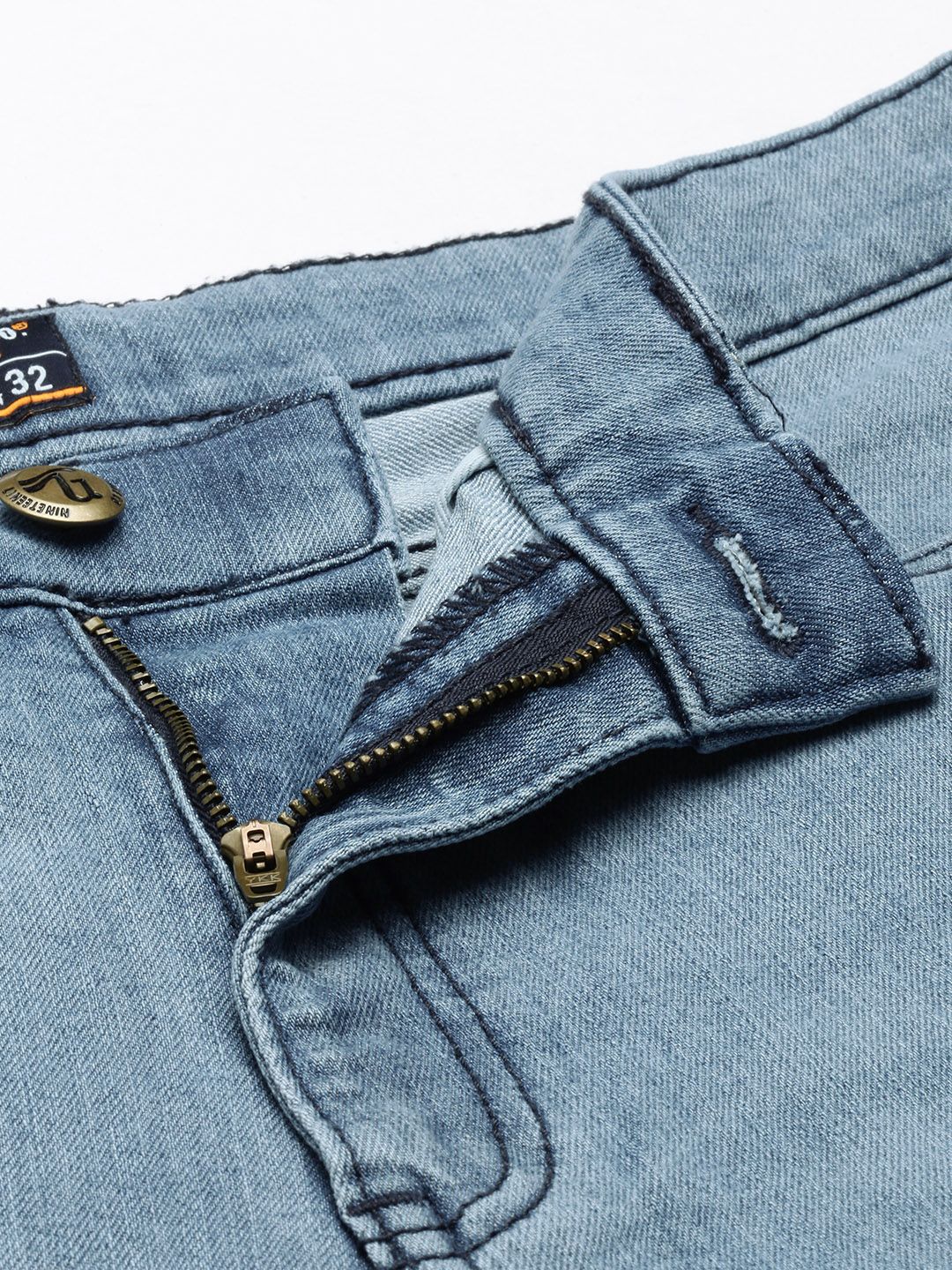 The Indian Garage Co Men Blue Washed Slim Fit Denim Shorts