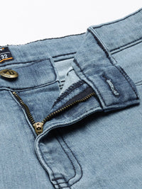 The Indian Garage Co Men Blue Washed Slim Fit Denim Shorts
