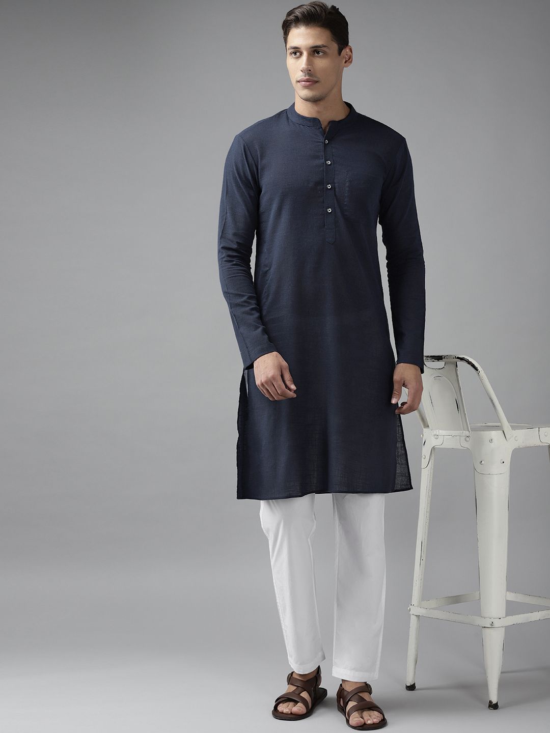 See Designs Men Blue Regular Pure Cotton Kurta with Pyjamas