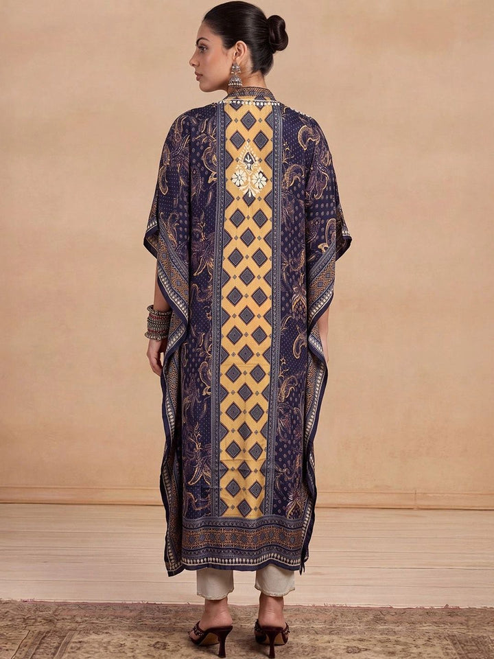 House of Chikankari Women Ethnic Motifs Printed Extended Sleeves Crepe Kaftan Kurta