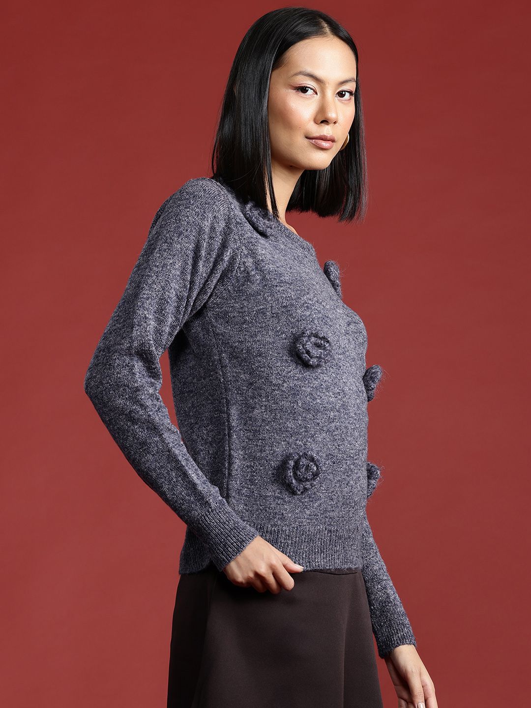 all about you Floral Crochet Pullover