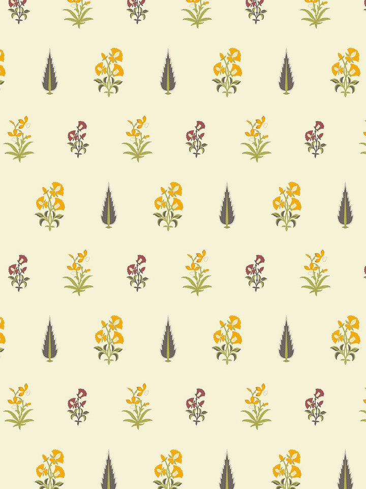 URBAN SPACE White & Yellow 3 Pieces Floral Printed Cotton Square Cushion Covers