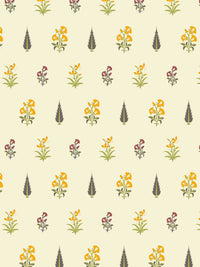 URBAN SPACE White & Yellow 3 Pieces Floral Printed Cotton Square Cushion Covers