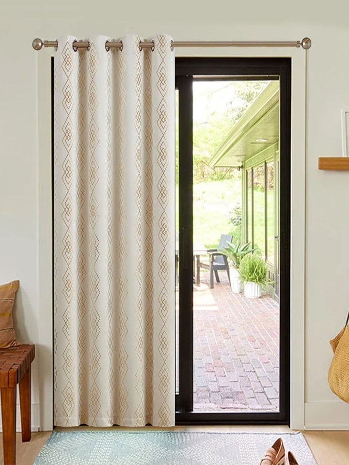 URBAN SPACE Beige & Gold-Toned Geometric Printed Black Out Long Door Curtain