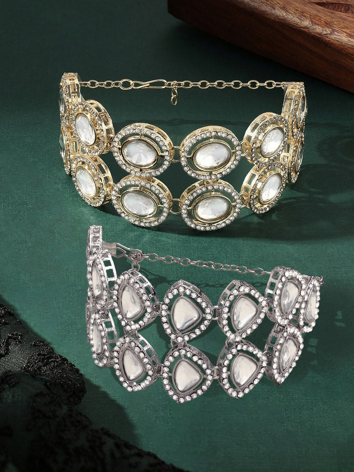 Set Mutiara Zaveri 2 Gelang Lilit Berlian Austria Bersalut Emas
