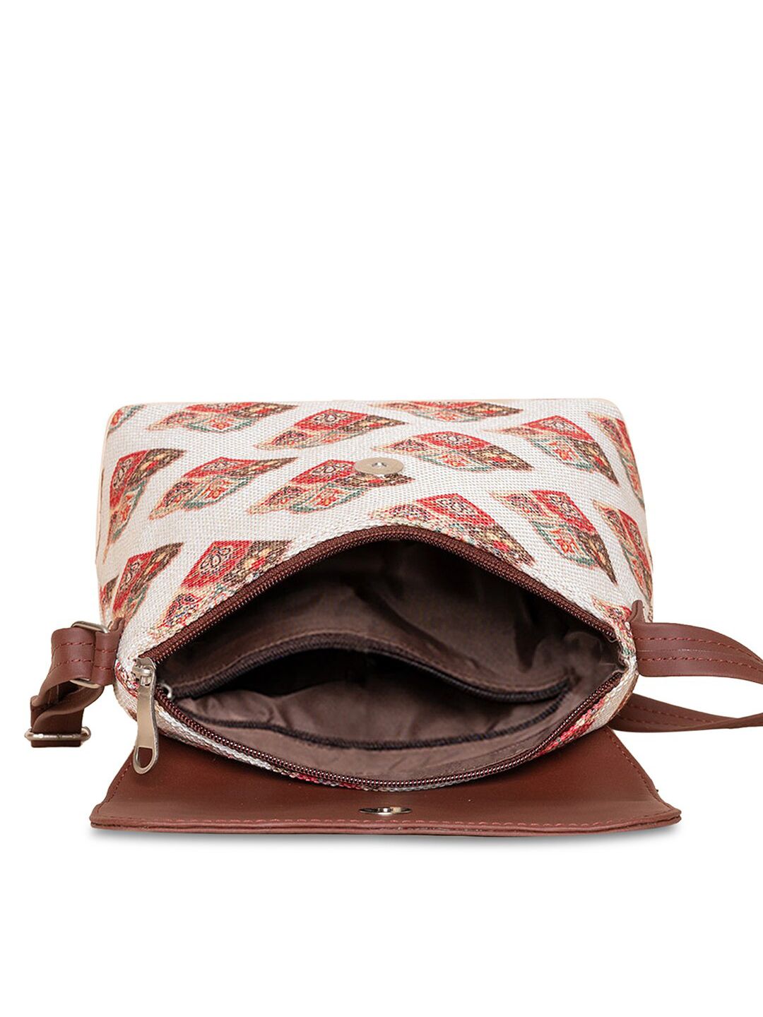 ZOUK Ethnic Motifs Printed Structured Sling Bag