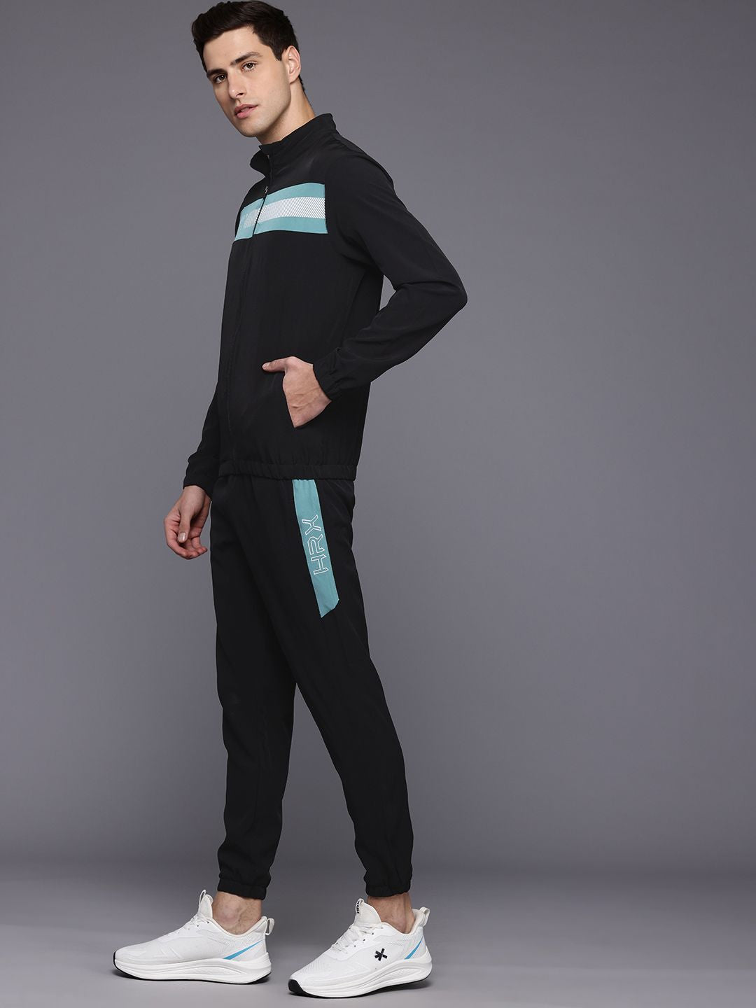 HRX by Hrithik Roshan Striped Rapid-Dry Running Tracksuit