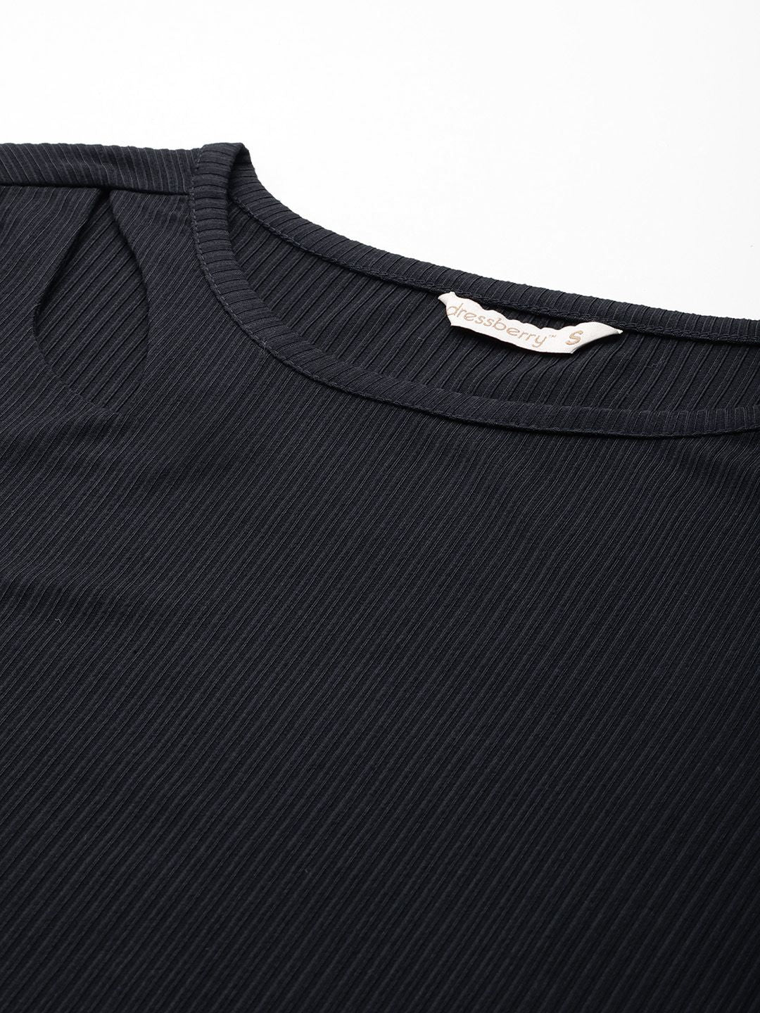 DressBerry Bell Sleeves Ribbed Cut-Out Top