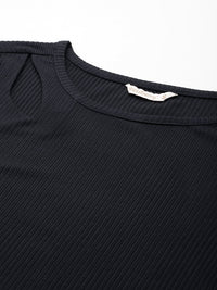 DressBerry Bell Sleeves Ribbed Cut-Out Top