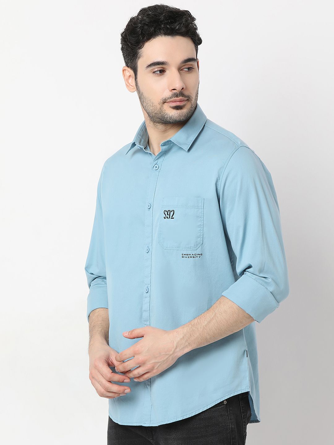 SPYKAR Slim Fit Shirt with Pocket-Detail
