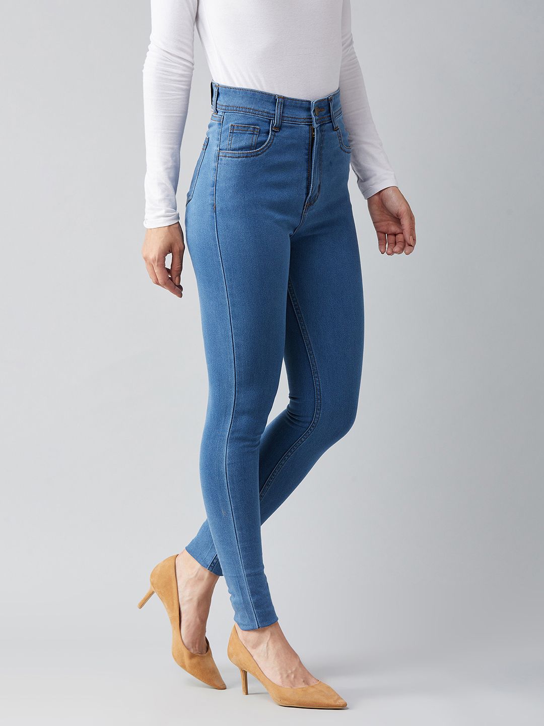 Miss Chase Women Blue Skinny Fit High-Rise Clean Look Jeans