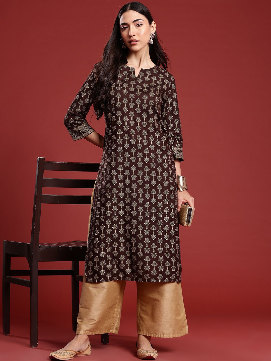 Anouk Cotton Ethnic Motifs Print Straight Kurta
