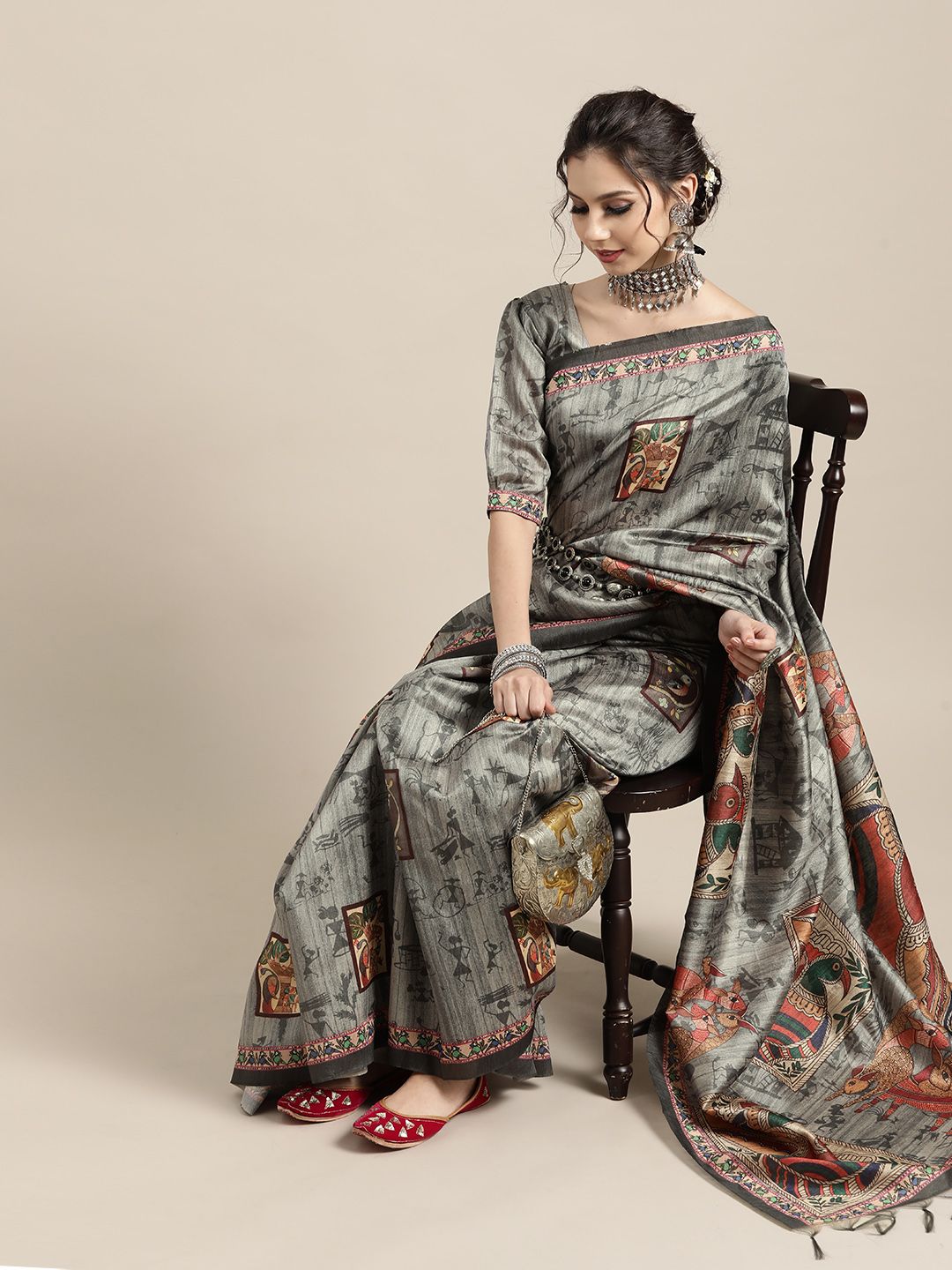 Saree mall Ethnic Motifs Saree with Printed border