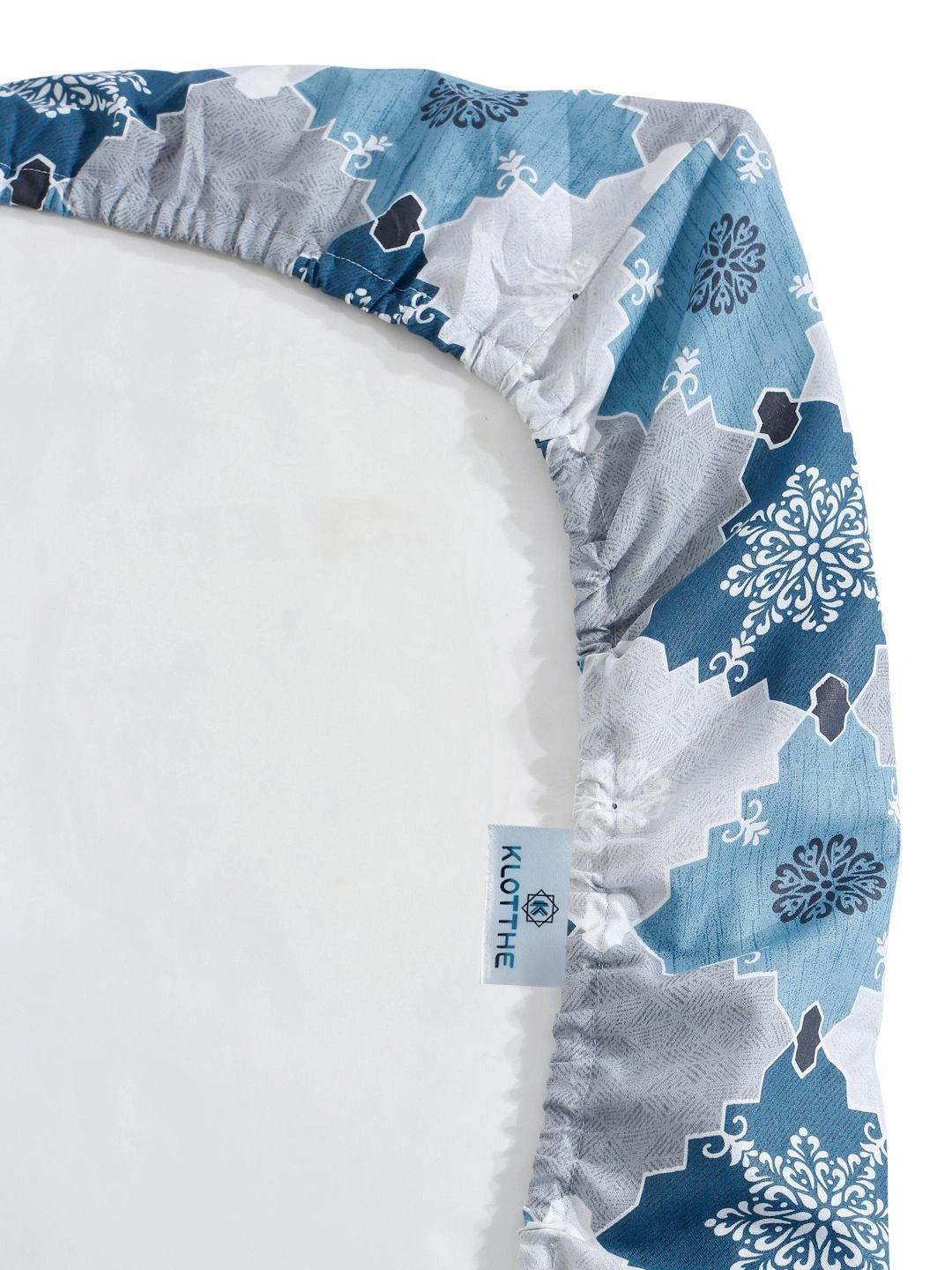Moda Rapido X KLOTTHE Blue & Grey Geometric 400 TC Single Bedsheet with 1 Pillow Covers