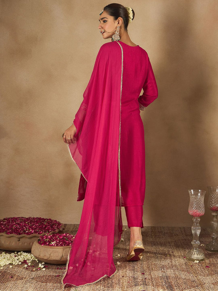 Indo Era Women Embroidered Regular Kurta with Trousers & With Dupatta