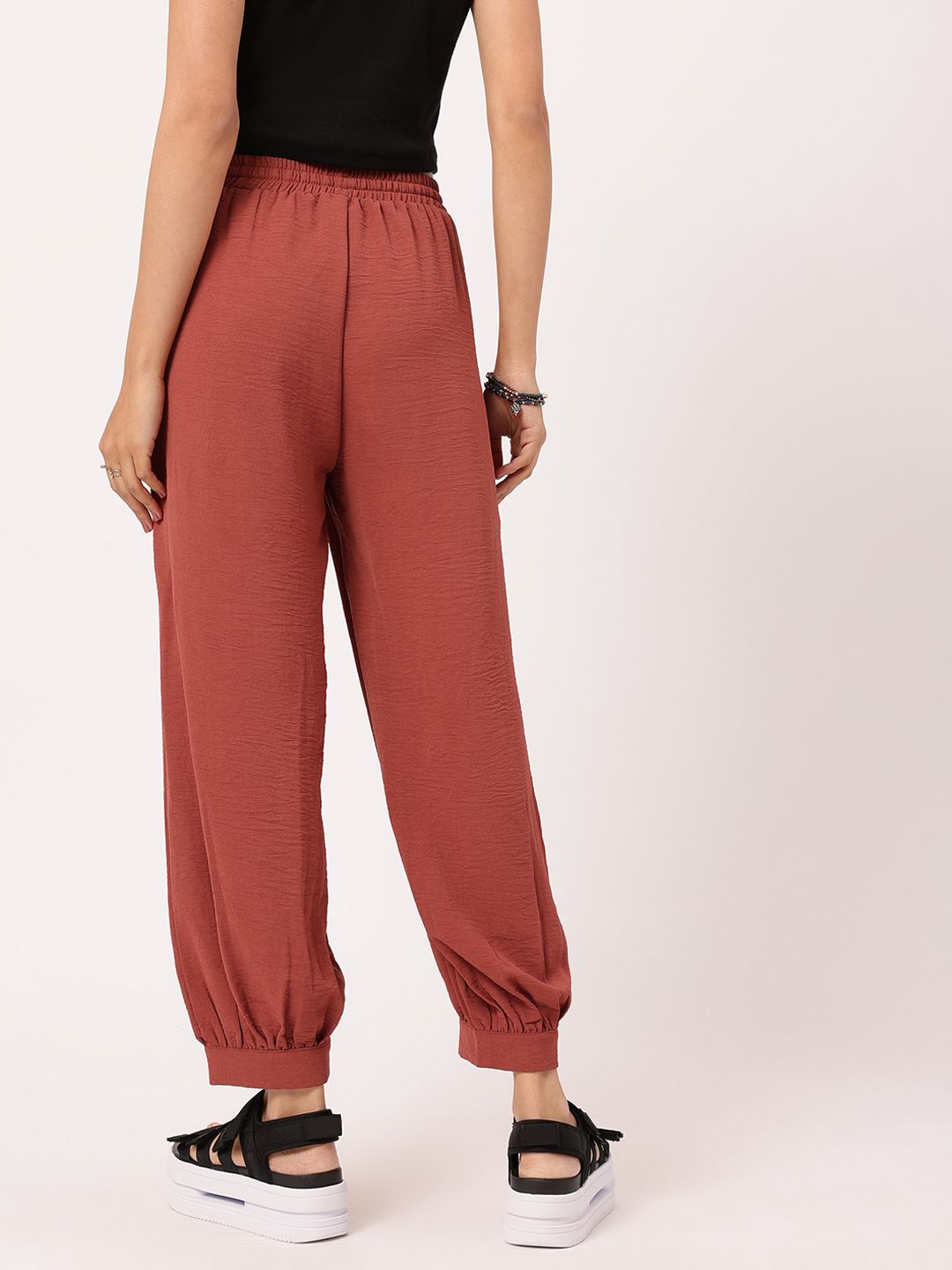 DressBerry Women Bohemian Bliss Crinkled Buttoned-Cuffs Trousers