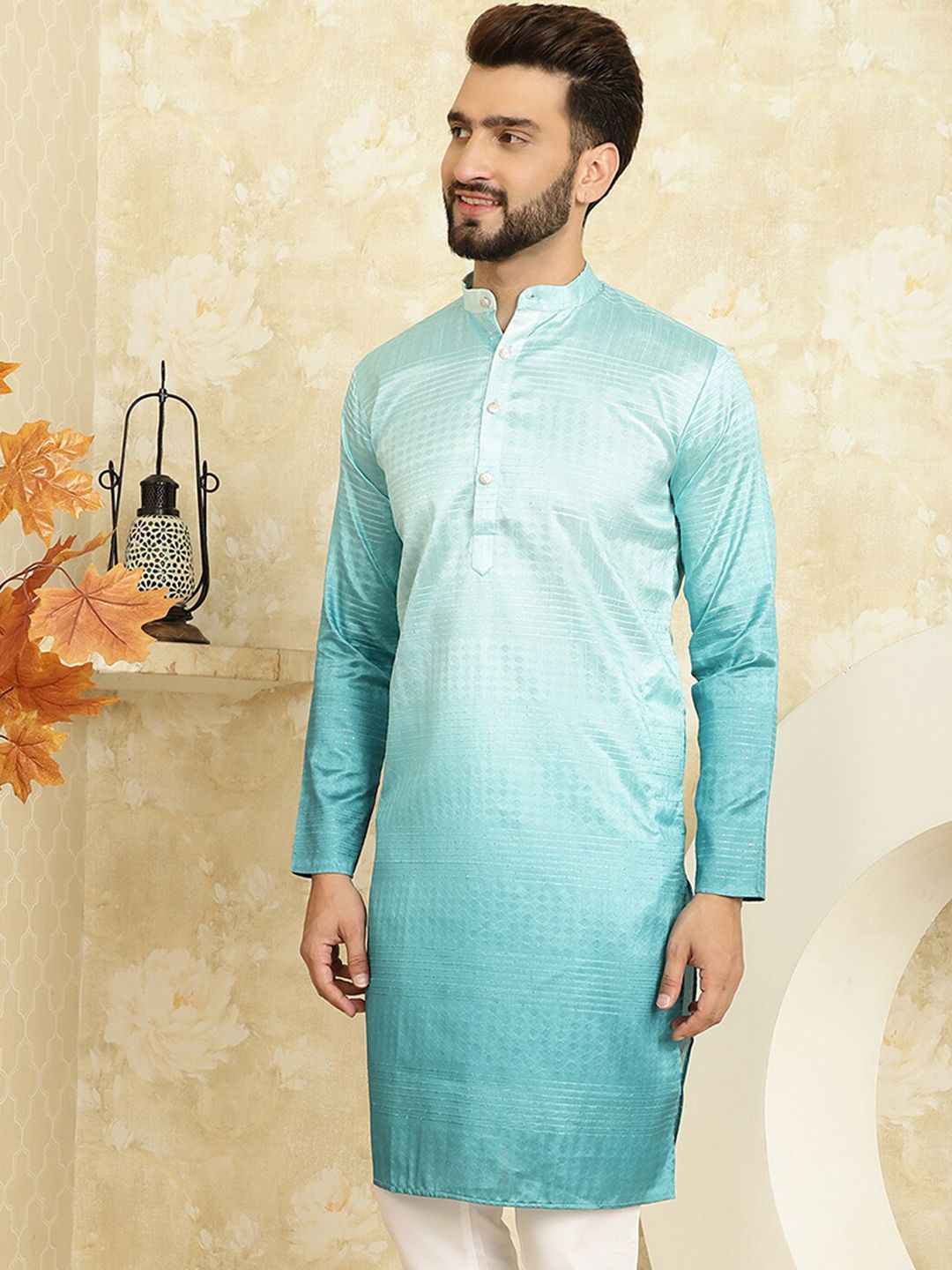 SOJANYA Ethnic Woven Design Cotton Silk Straight Kurta