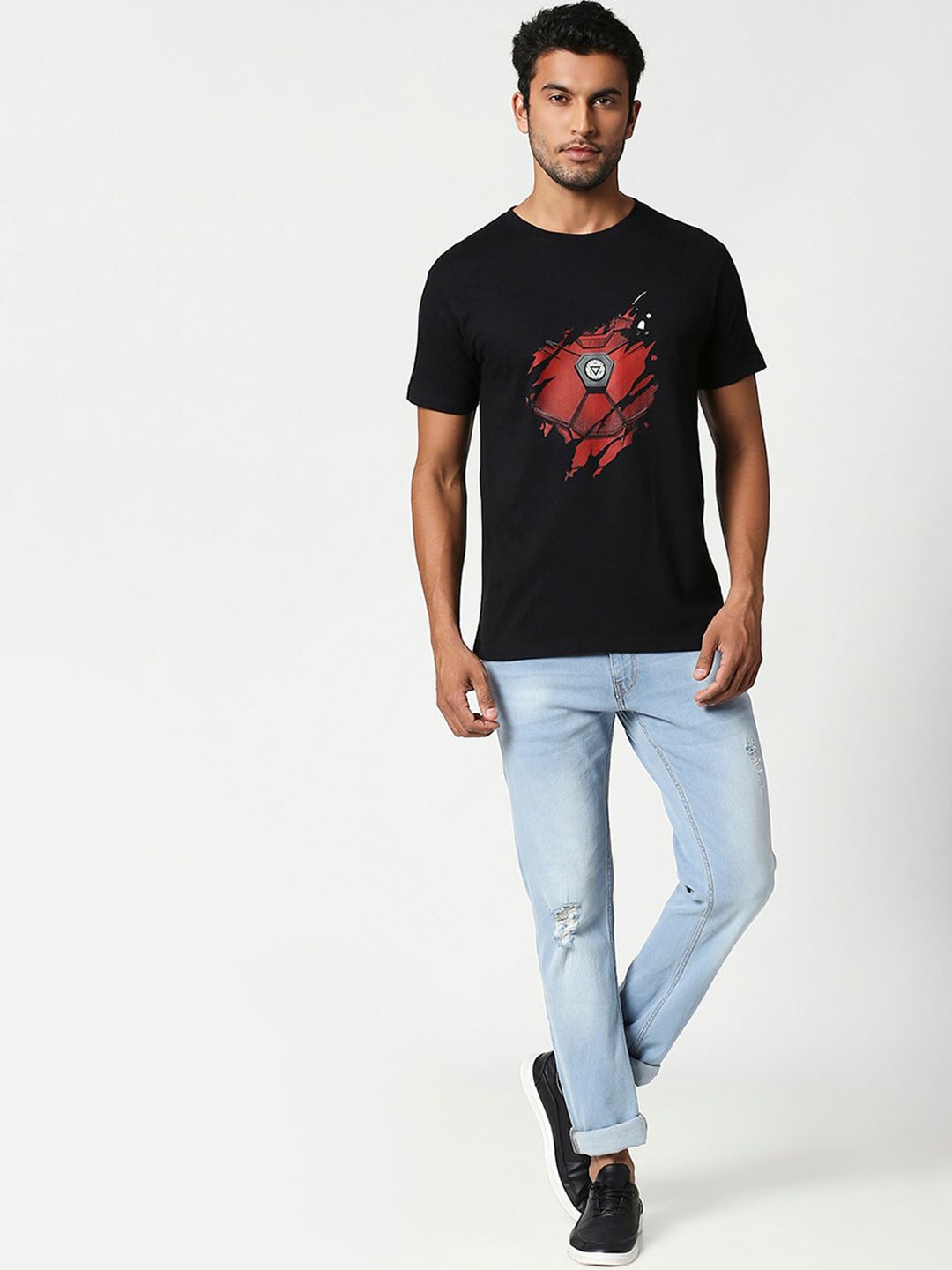 Bewakoof Official Marvel Merchandise Iron Man Of War Graphic Printed Pure Cotton T-Shirt