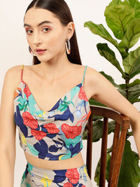 STREET 9 Grey Floral Printed Crop Top & Skirt